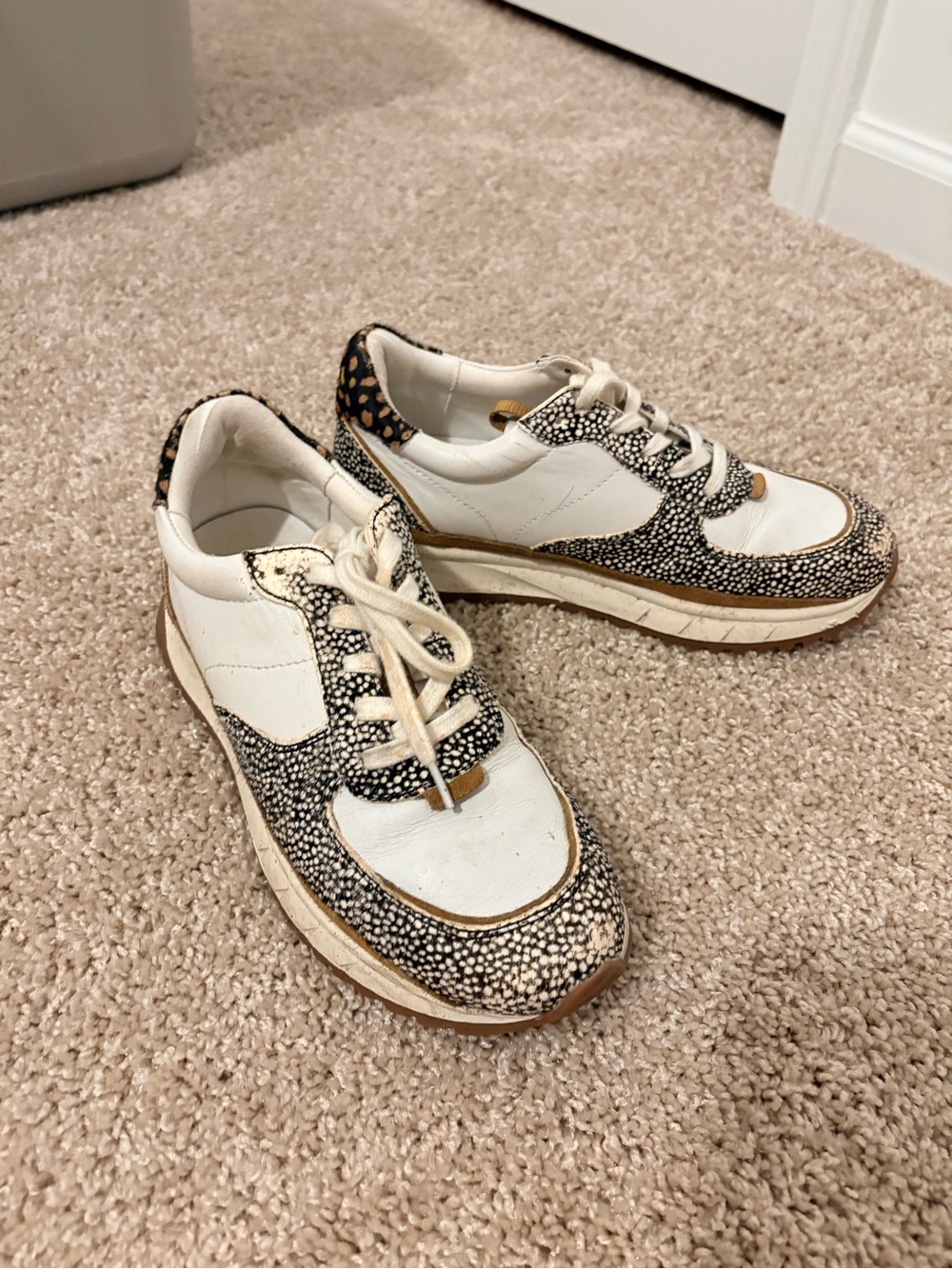 Madewell White Sneakers with Black Speckle Accents